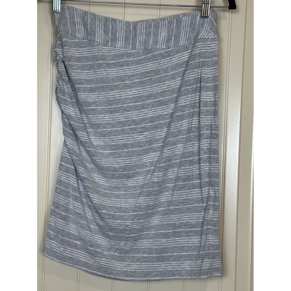 Athleta gray striped azalea ruched‎ knit fitted midi skirt sz S GUC
